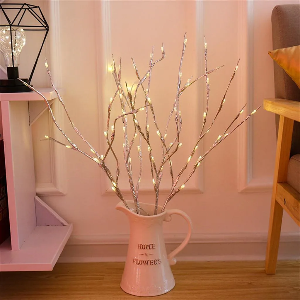 

20 Bulbs LED Willow Branch Lamp Battery Powered Natural Tall Vase Filler Willow Twig Lighted Branch Home Decor #T5P