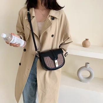 

New Women Shoulder Bag Fashion Saddle bag Car Line Craft Stitching Design Ladies Saddle Messenger Bag Retro Luxury Brand Handbag