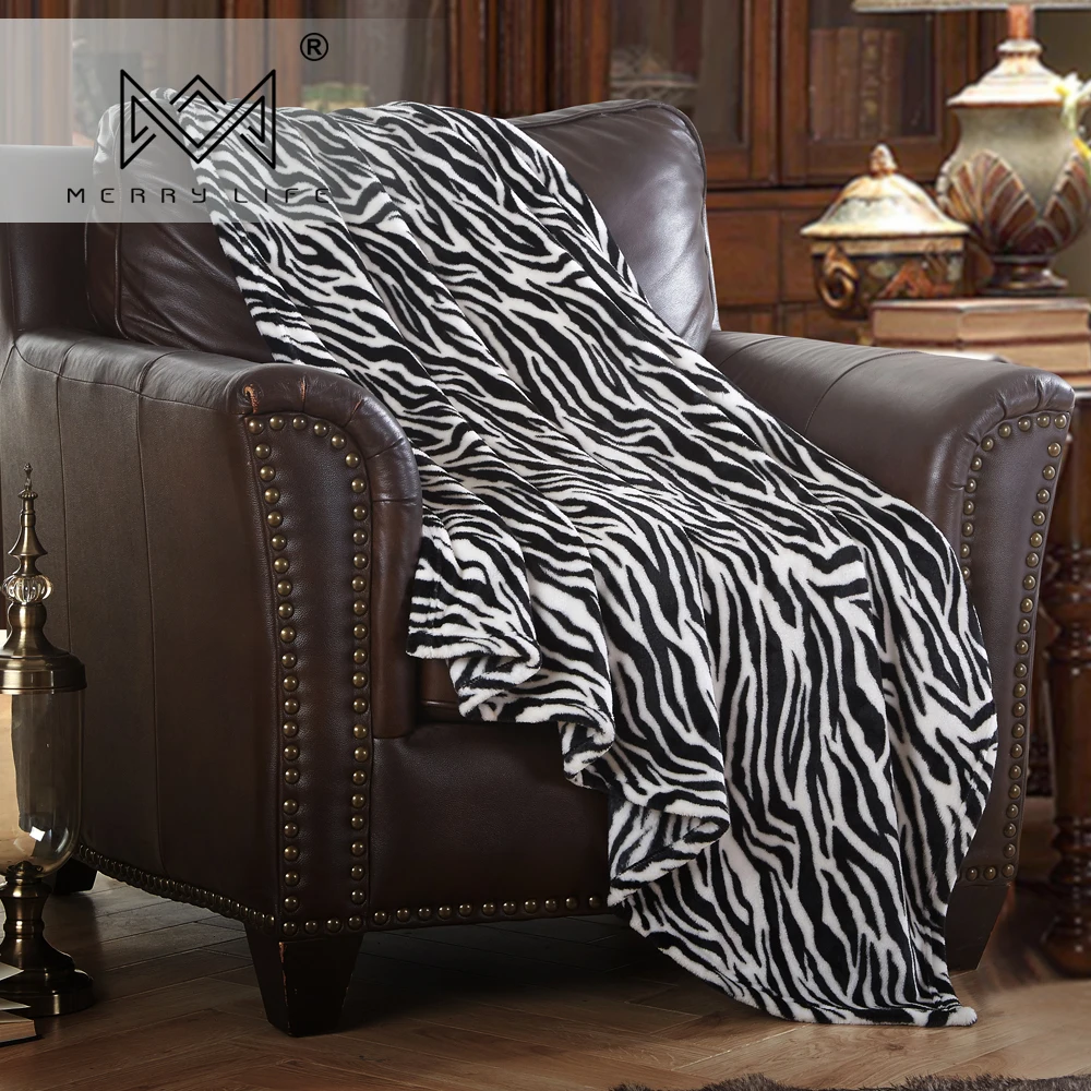Merrylife Throw Blankets for Sofa bed Pattern Print Striped Cheetah Zebra Home Textile Flannel Plush Soft Travel Oversized-1