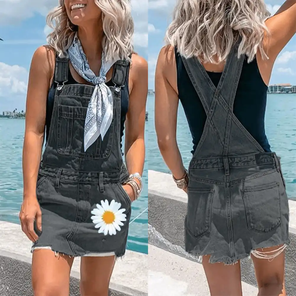 distressed denim overalls shorts
