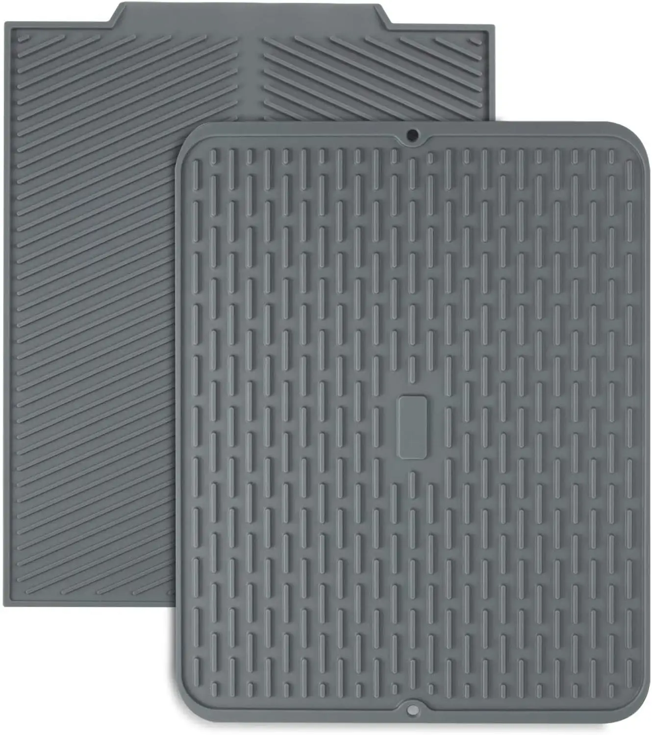 

2 Pack 17" by 13" Silicone Dish Drying Mat Flexible Rubber Drying Mat Heat Resistant Kitchen Dish Draining Mat Gray