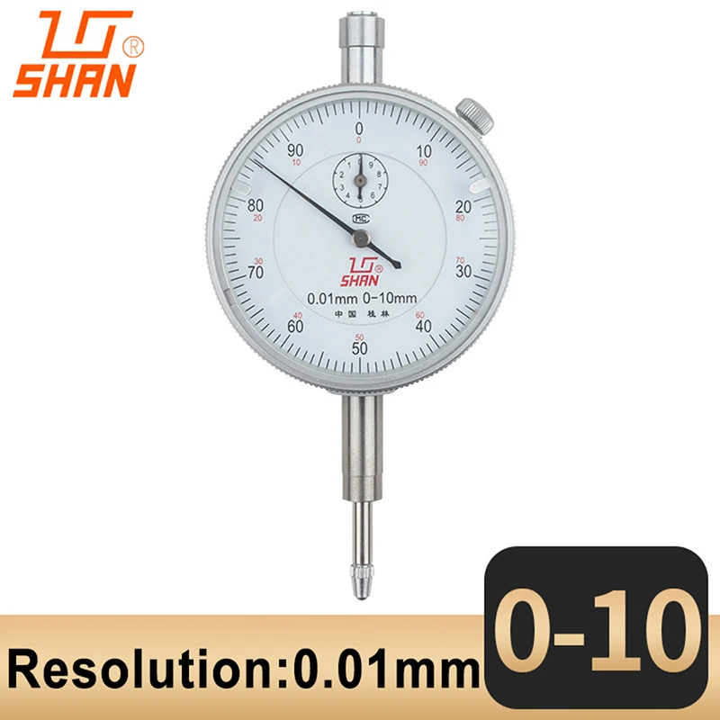 shan 100% Original Dial indicator Precision 0.01mm Dial Indicator Gauge Meter Resolution Indicator Gauge measure instrument Tool