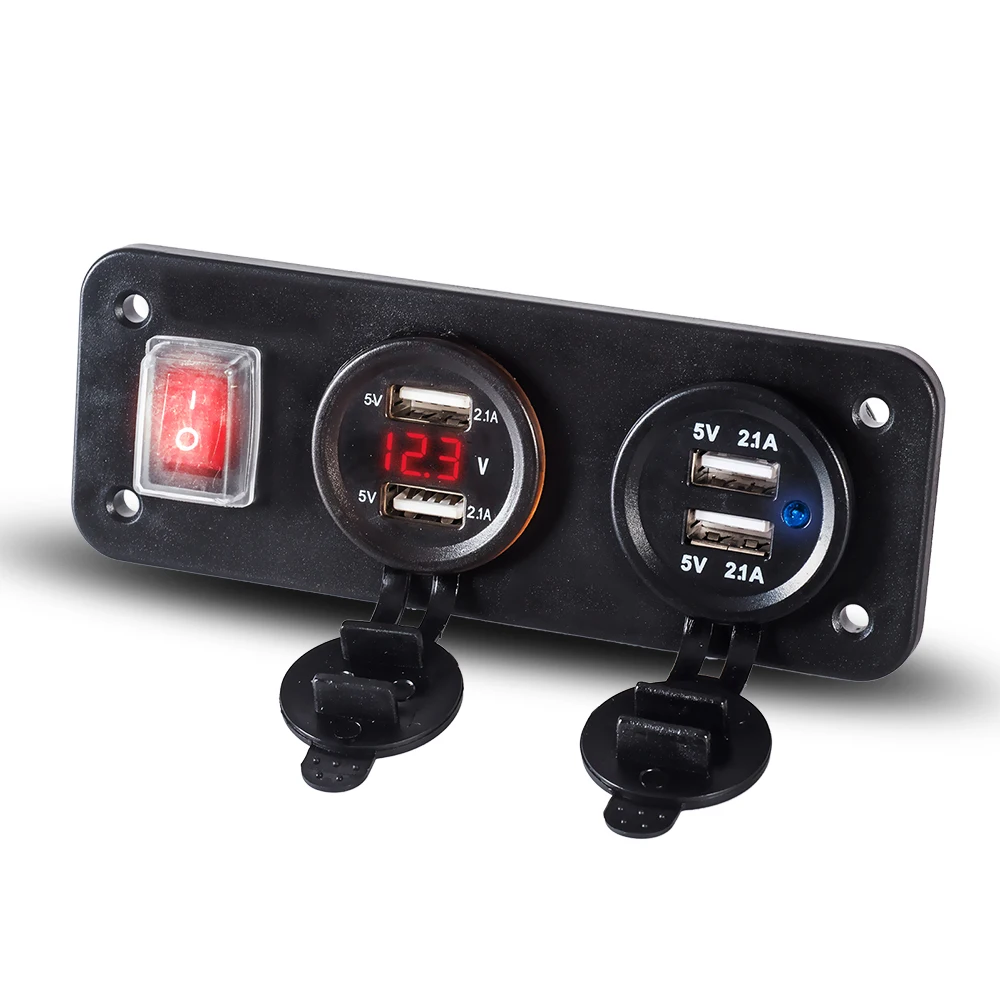 Быстрое Автомобильное USB зарядное устройство, автомобильное USB зарядное устройство, 4 порта, автомобильное USB зарядное устройство 2,0, зарядное устройство для мобильного телефона, 4 порта, 12 В, 24 В, вход A, ВКЛ./ВЫКЛ