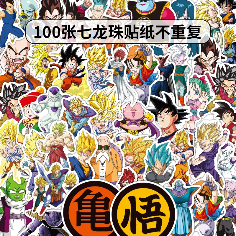 Juguete de Dragon Ball impermeable para niños, pegatina mixta para patinete, bicicleta, portátil, bolsa de viaje, divertido, 50/100 Uds.
