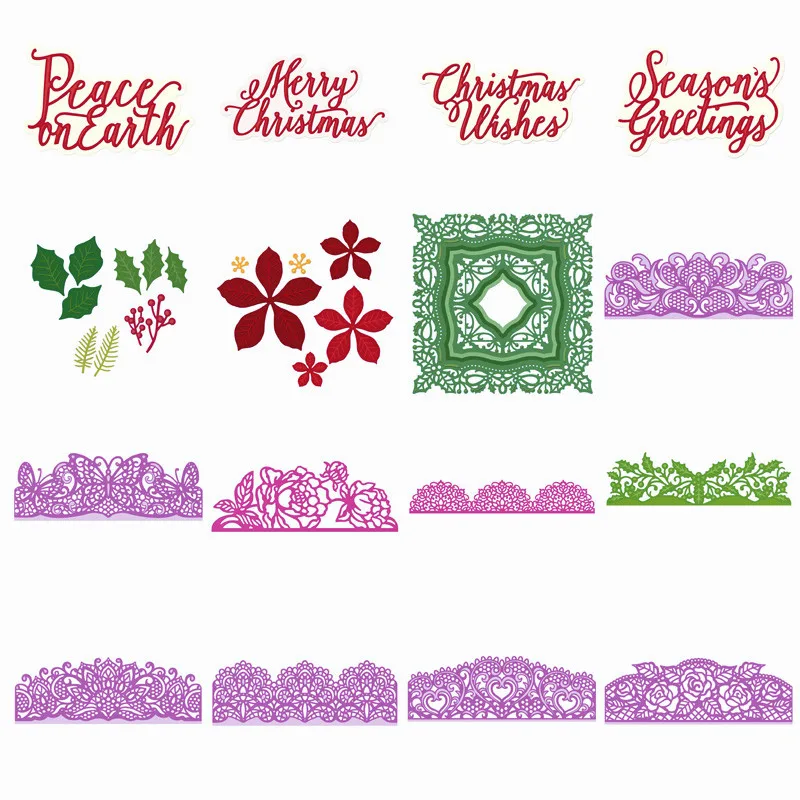 

Christmas metal die Festive Foliage Yuletide Frames Lace Edge Metal Cutting dies for DIY Scrapbooking Embossing Cards Crafts