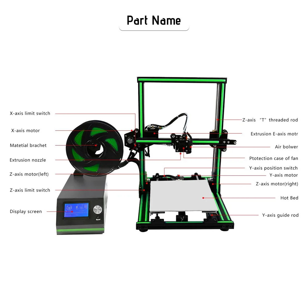 Anet E10 3d принтер DIY Набор частично собранный алюминиевый сплав рамка строительный объем с 8 Гб TF карта(220*270*300 мм