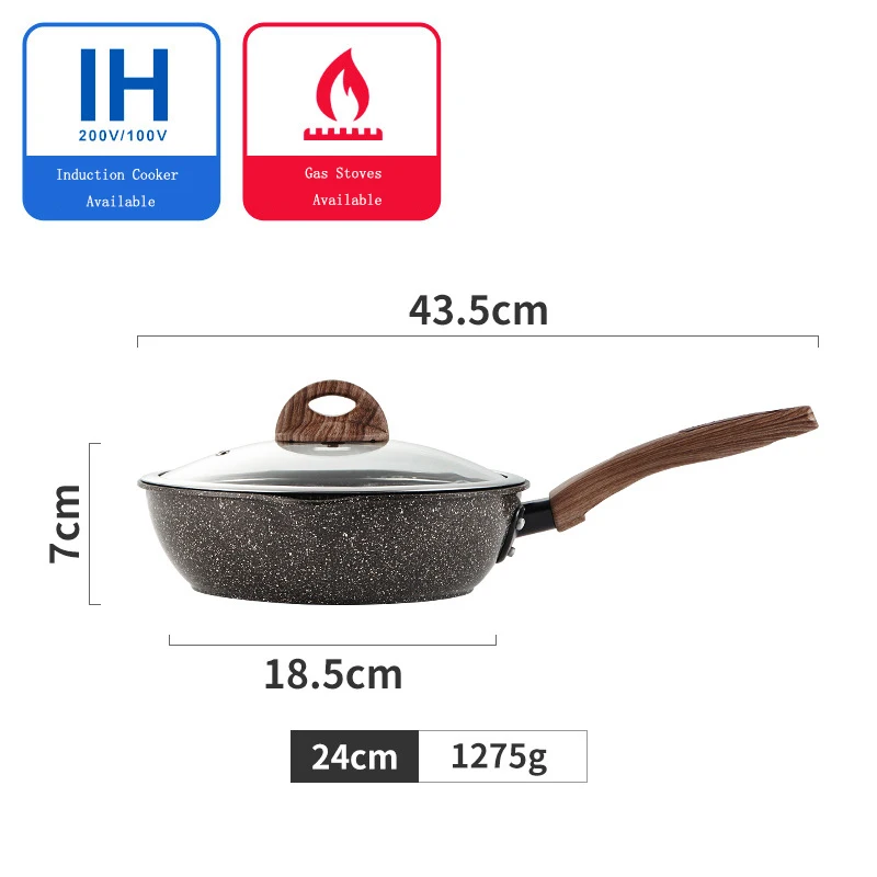 24cm(With Inlet) Simanfei Woks медицинский камень супер сильная антипригарная Индукционная Плита Газовая плиты сковорода меньше Lampblack многофункциональная Бытовая Woks - Цвет: 24cm(With Inlet)