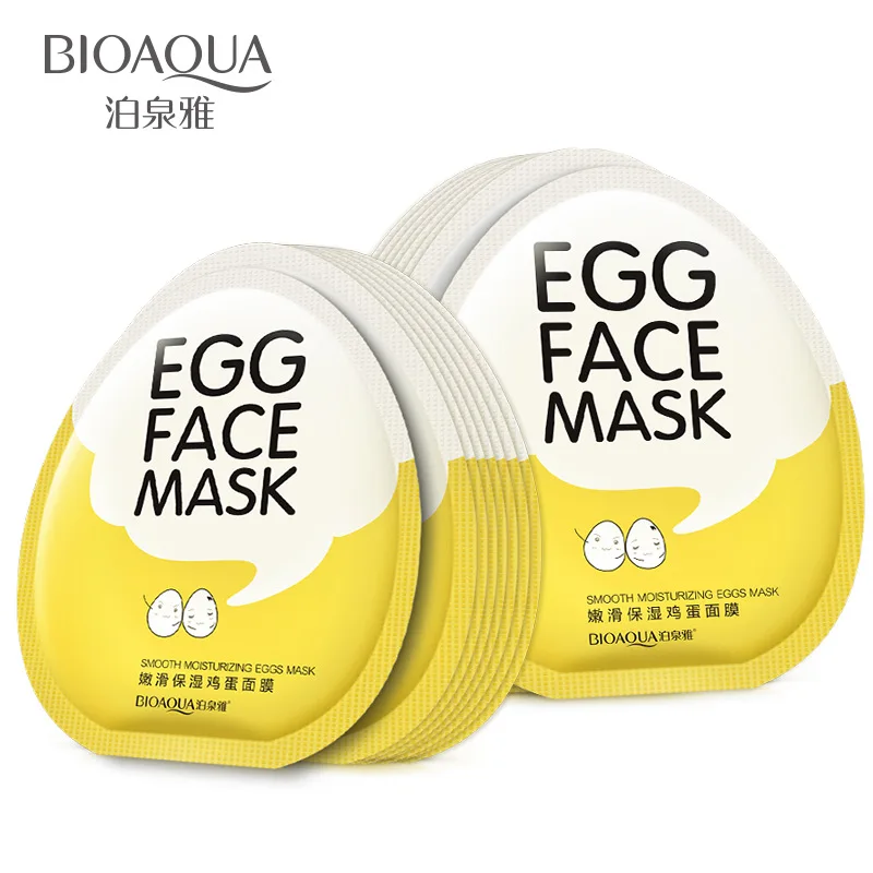 BIOAQUA Egg Facial Mask Smooth Moisturizing Sheet Face Oil Control Shrink Pores Whitening Brighten Skin Care |