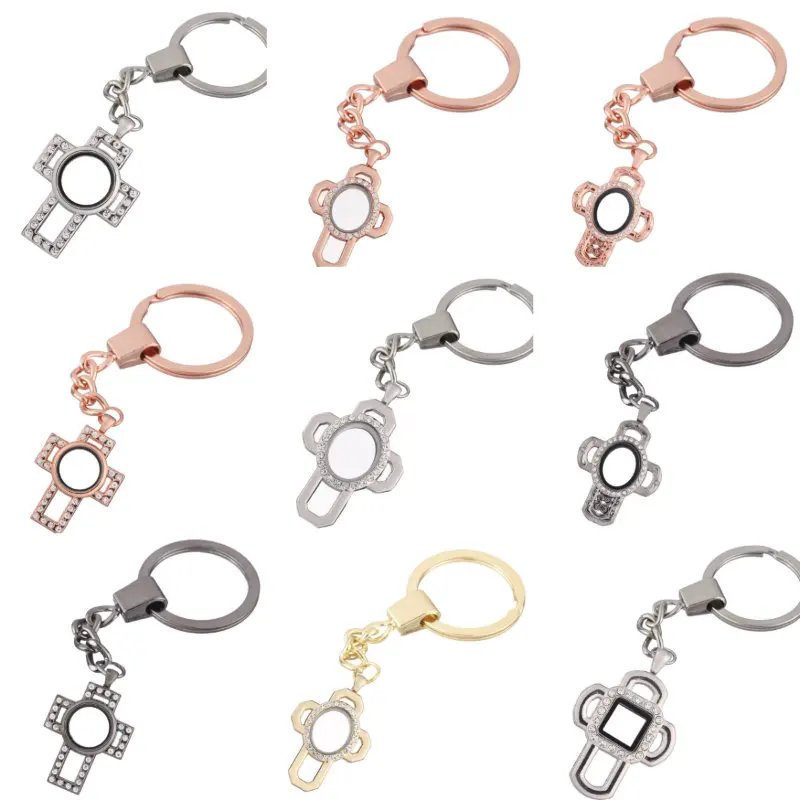 5 шт./лот металлическая подвеска со стразами и крестиком для жизни стеклянный