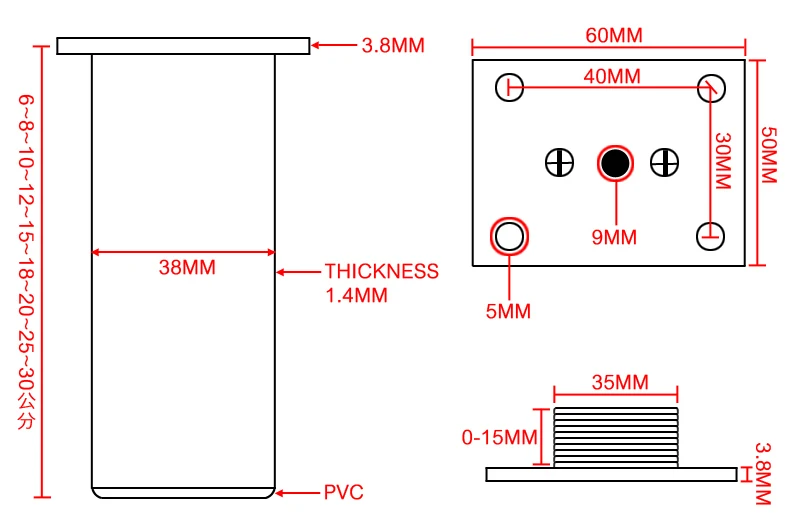 Myhomera 4Pcs/Set Furniture Feet Legs Adjustable Cabinet Sofa Leg 60/80/120/180/250mm Aluminum Cupboard Coffee Table Protec Foot