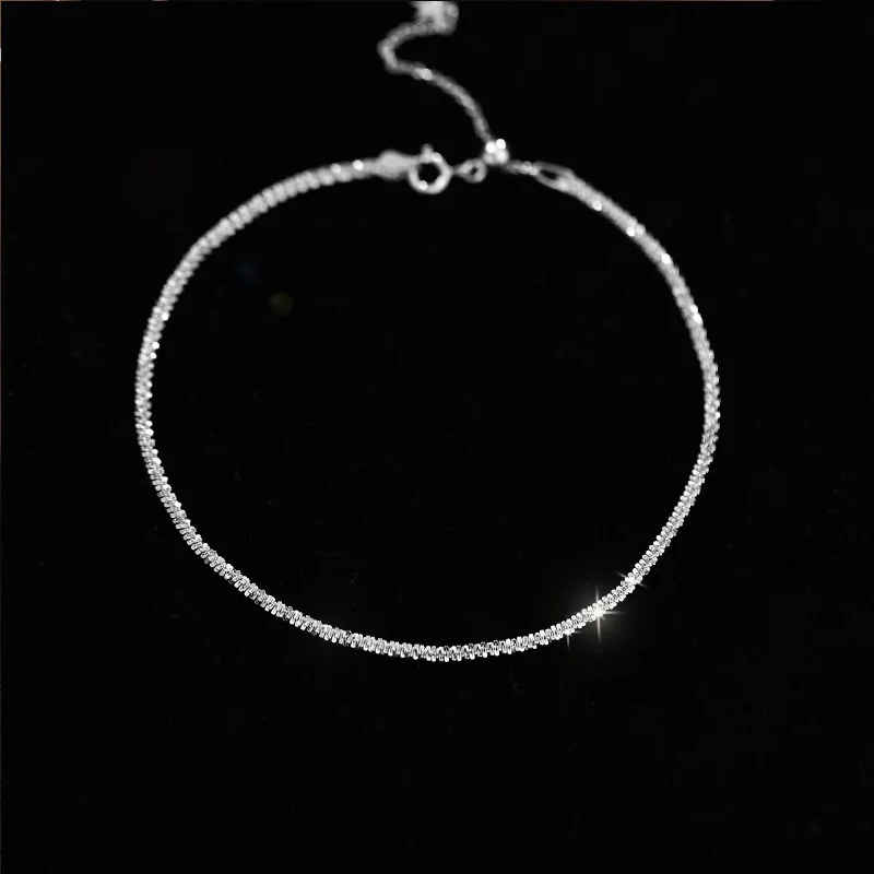 Sparkling Gypsophila Anklet 925 Sterling Silver Adjustable Chain Simple Fashion Fine Jewelry for Women