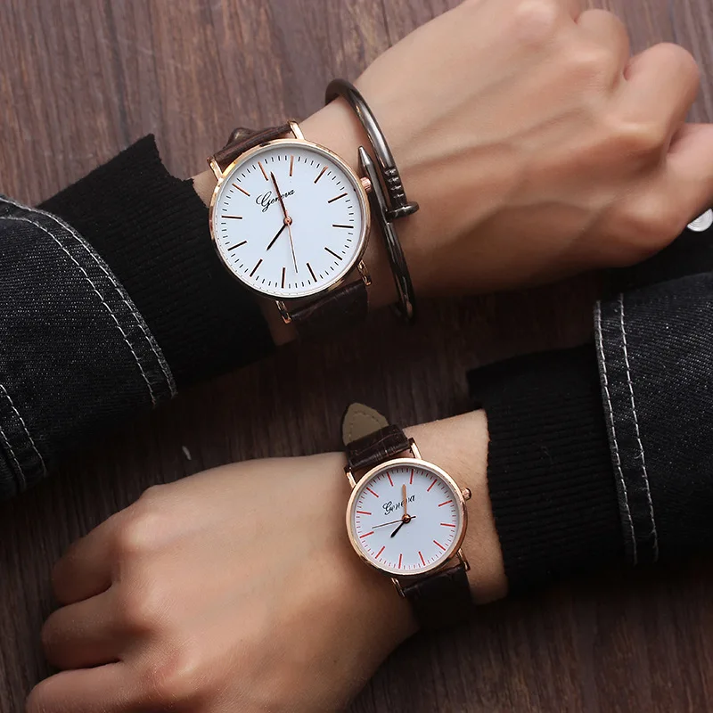 Парные часы новые модные кожаные часы для влюбленных простые парные часы Подарки для мужчин и женщин часы Pareja пара без браслета