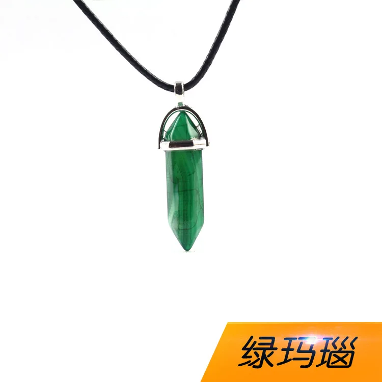  Green agate  Waxed rope