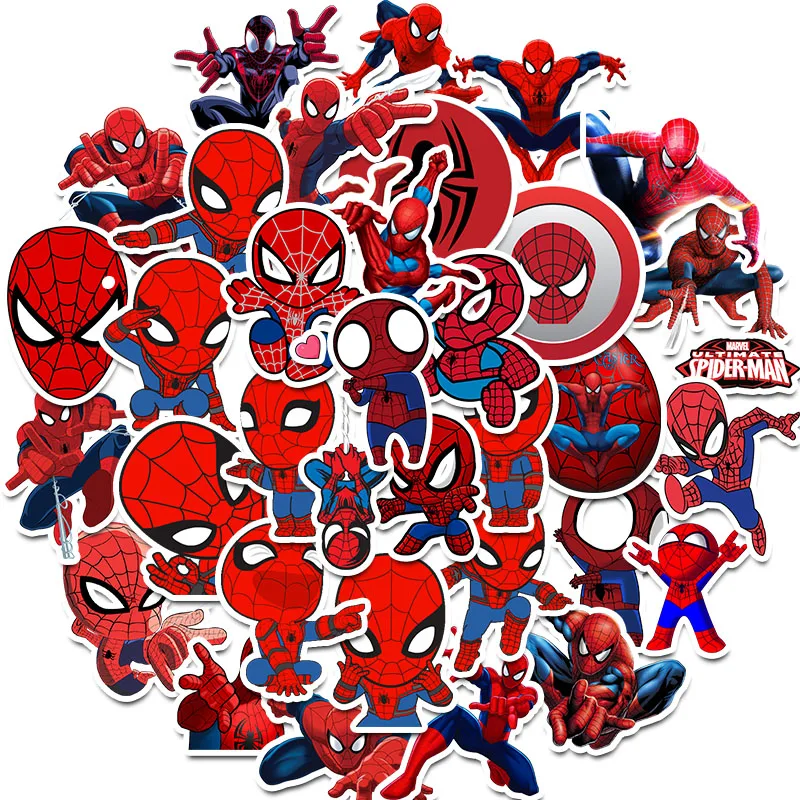 

35Pcs Marvel The Avengers Spiderman Stickers for Car Laptop PVC Backpack Home Decal Pad Bicycle PS4 Waterproof Decal