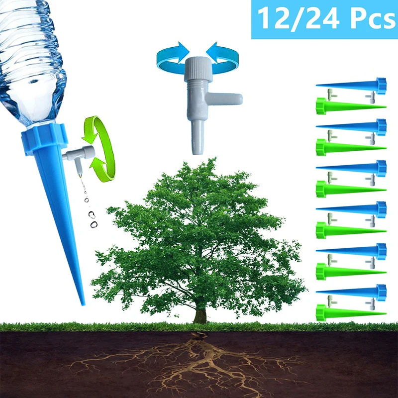 

12/24 Pcs Automatic Irrigation Tool Spikes Automatic Flower Plant Garden Supplies Useful Self-Watering Device Adjustable Water