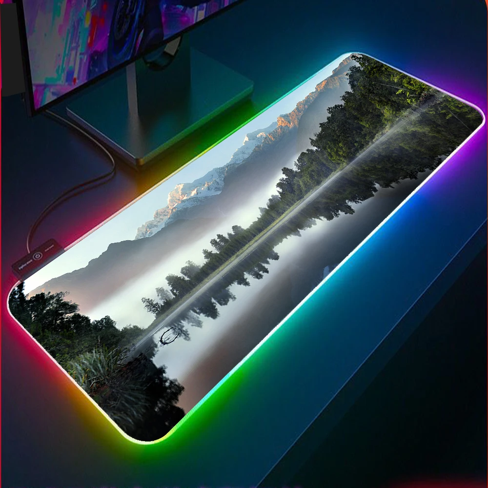 

Lake Forest Landscape RGB Gaming Mouse Pad Laptop Mouse Pad Gaming XXL Mouse Pad LED Color Backlit Mouse Pad Keyboard Desk Mat