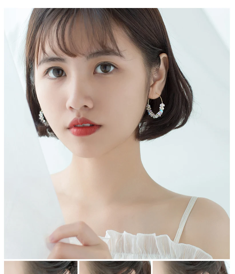 New Fashion Crystal Beads Big Circle Hoop Earrings 925 Sterling Silver Earring For Women Bohemian Wedding Engagement Jewelry (4)