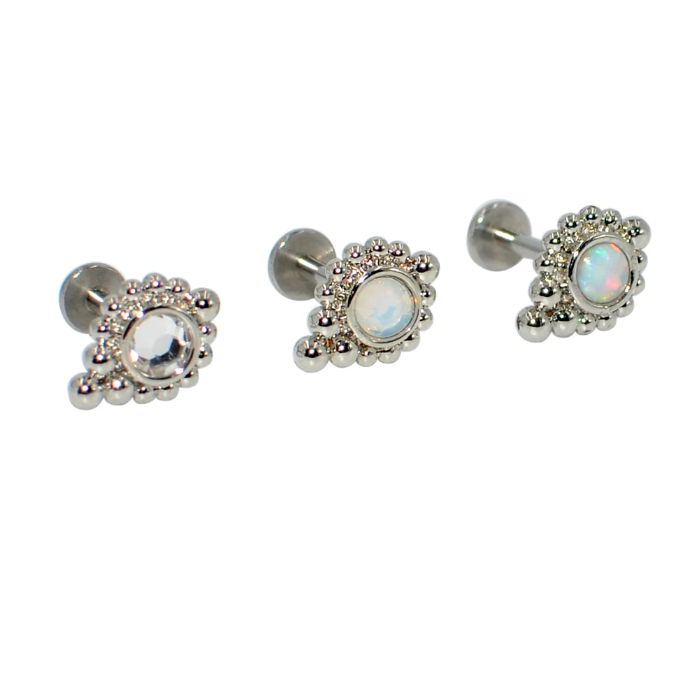 Surgical Steel&Titanium Opal Zircon Ear Stud Labret Stud Lip Ring Cartilage Helix Lobe Conch Earrings Body Piercing Jewelry 1pcs piercing jewelry,body piercing earrings,ear piercing jewelry,ear studs,metal jewelry,body piercing jewelry,body jewelry