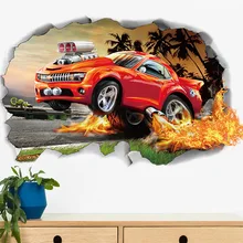 Импортные товары наклейки на стену 3D внедорожный автомобиль сломанные настенные декоративные наклейки для клубной детской комнаты наклейки на стену XH7256