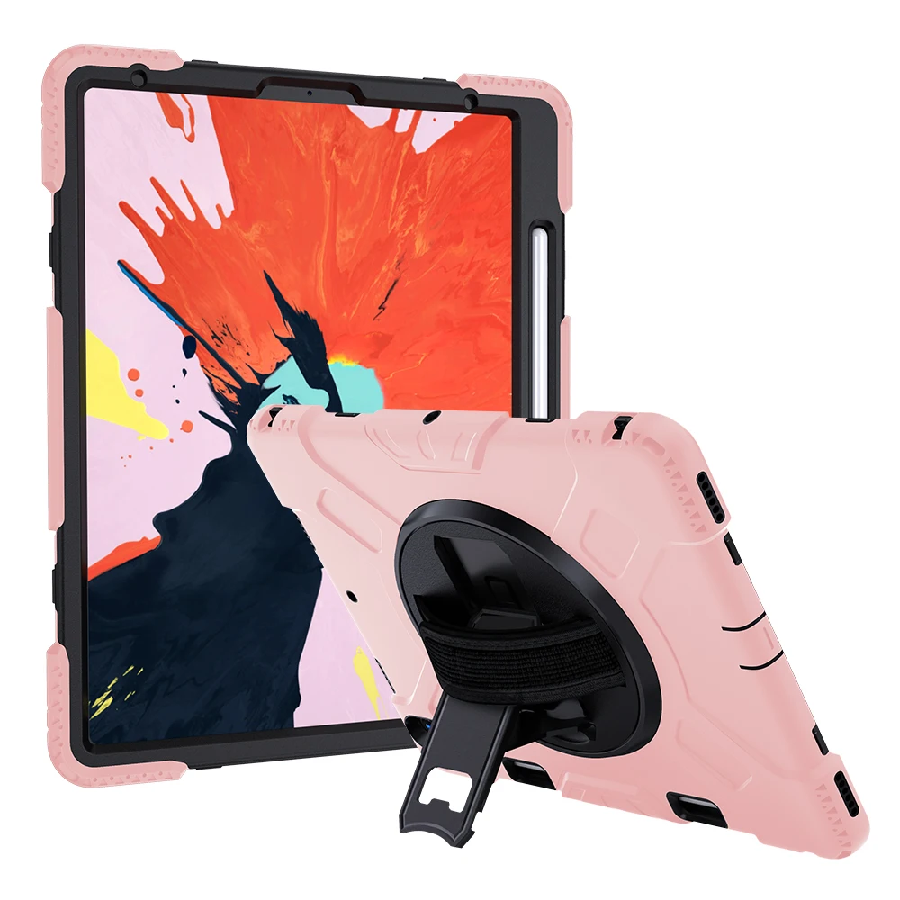 

Silicone Protection Case For iPad Pro 12.9 inch 2018 3rd Generation A1876 A2014 A1895 A1893 Case With Pencil Holder &Strap JGX07