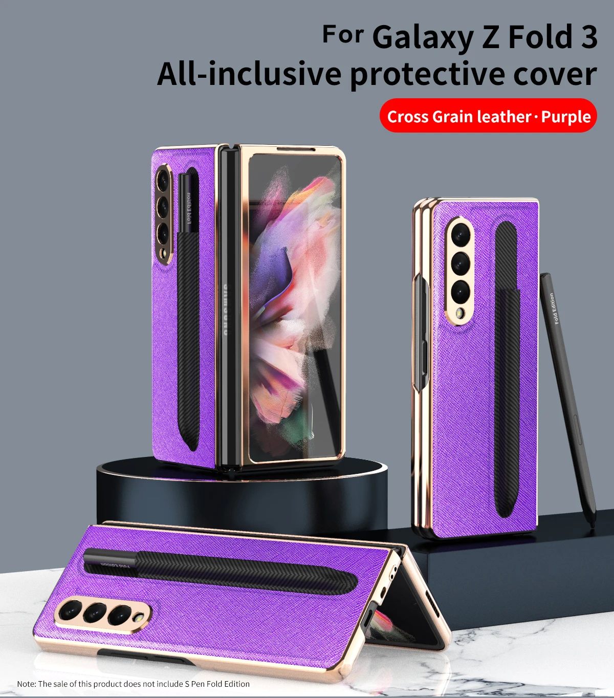 Samsung Galaxy Z Fold 3 5G Leather Case with S Pen Slot