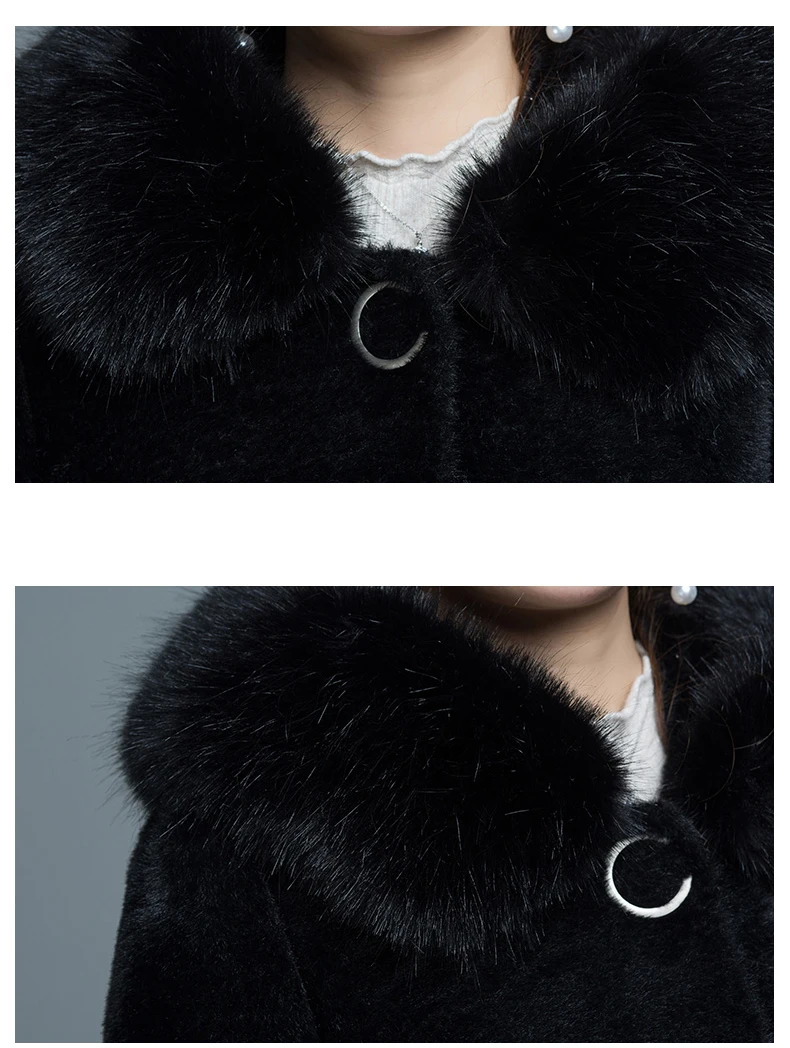 Woolen Coat Wwomen Long Jacket New Autumn Winter Mink Cashmere Slim Coat Female Overcoat Thick Hooded Coat Women AN390