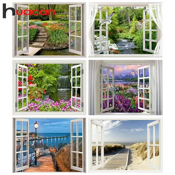 

Huacan Full Square Diamond Painting Tree 5d DIY Street Diamond Embroidery Mosaic Landscape Handmade Gift