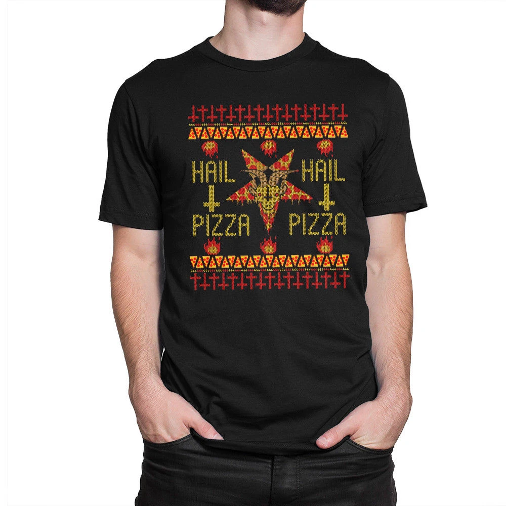 Hail Pizza Satanic футболка забавная рок-футболка мужская женская всех размеров смешного