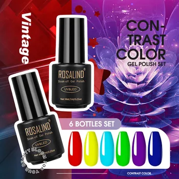 

ROSALIND Gel Nail Polish 6/12PCS Set For Manicure Nails Art Design Pure Color Gel Lacquer Soak Off Semi Permanent UV Gellak Kit