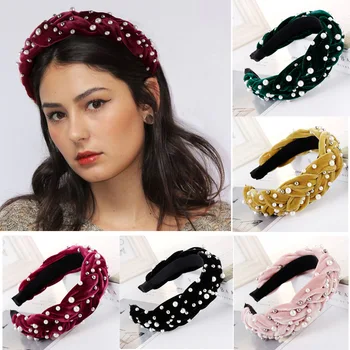 

Flannelette Coarse Braid Nail Bead Hair Hoop Multicolor Lady Accessories Fashion Head Buckle Wide Solid Color Plastic Hairbands