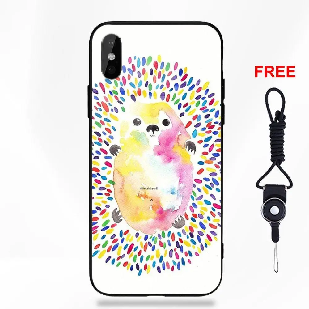 Мягкий ТПУ чехол+ закаленное стекло милый Ежик дикая природа для Apple iPhone 5 5C 5S SE 6 6S 7 8 Plus X XS Max XR - Цвет: as picture