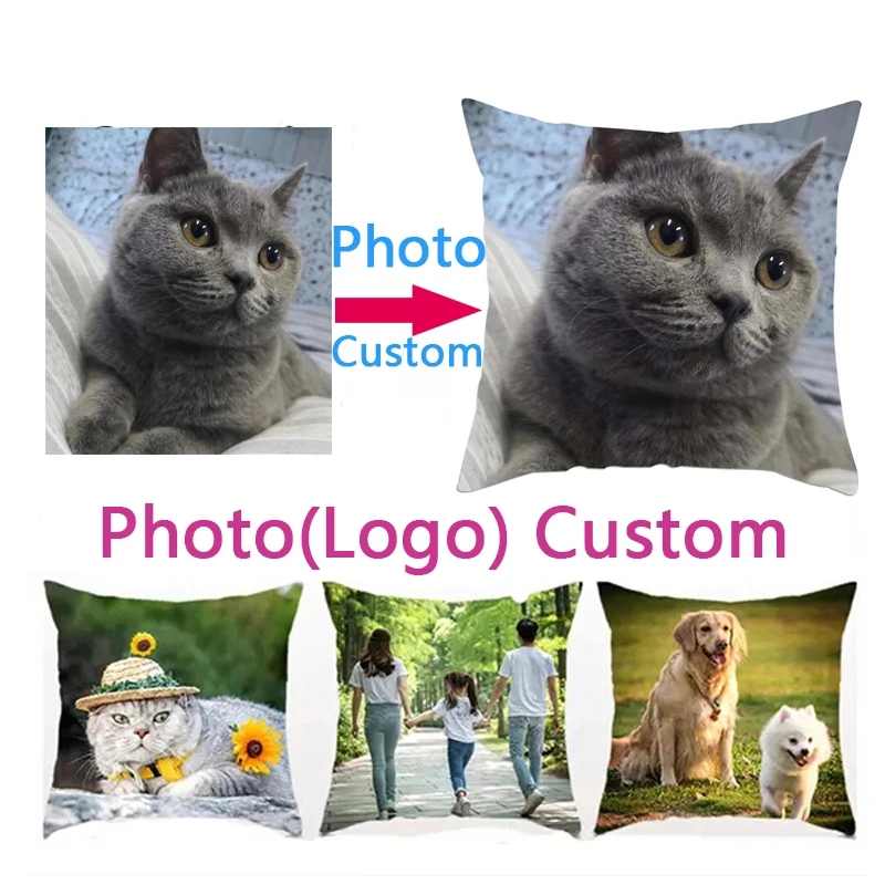 

Cushion Cover Customization Pet Friends Family Personal Life Photos Anime Picture Printing Pillow Cover Customize Pillowcases