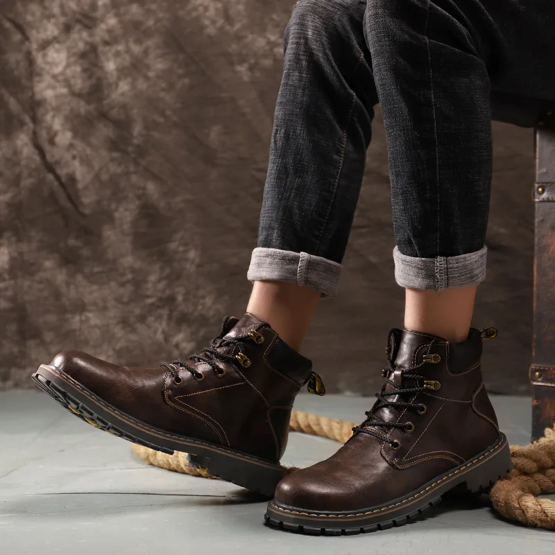 Мужские зимние ботинки, натуральная кожа, Мужская зимняя повседневная обувь, теплые меховые мужские ботильоны, на шнуровке, размер 39-44, k0631m