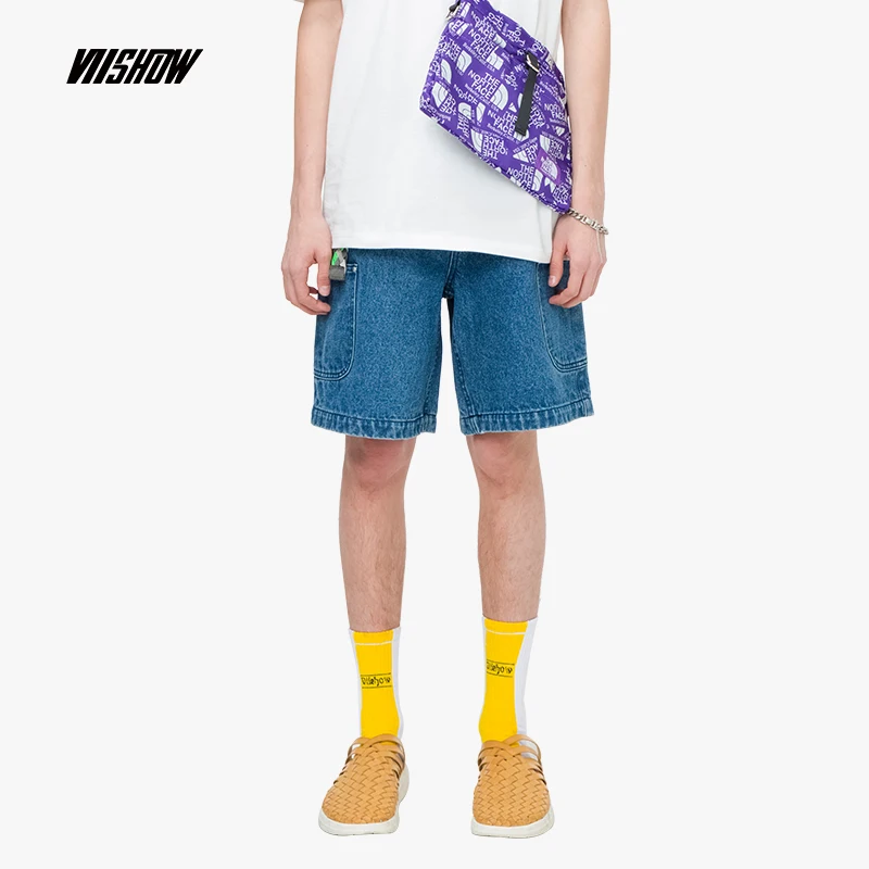VIISHOW летние новые джинсовые шорты для мужчин, повседневные короткие джинсовые мужские шорты с пятью карманами ND1236192