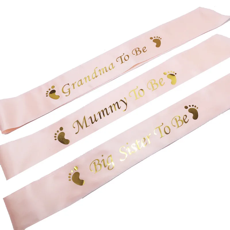 Baby Jongen Meisje Baby Shower Geslacht Onthullen Party Decorations Gunstgiften Mummie Worden Oma Grote Zus Worden Satin Lint Sash Babycool
