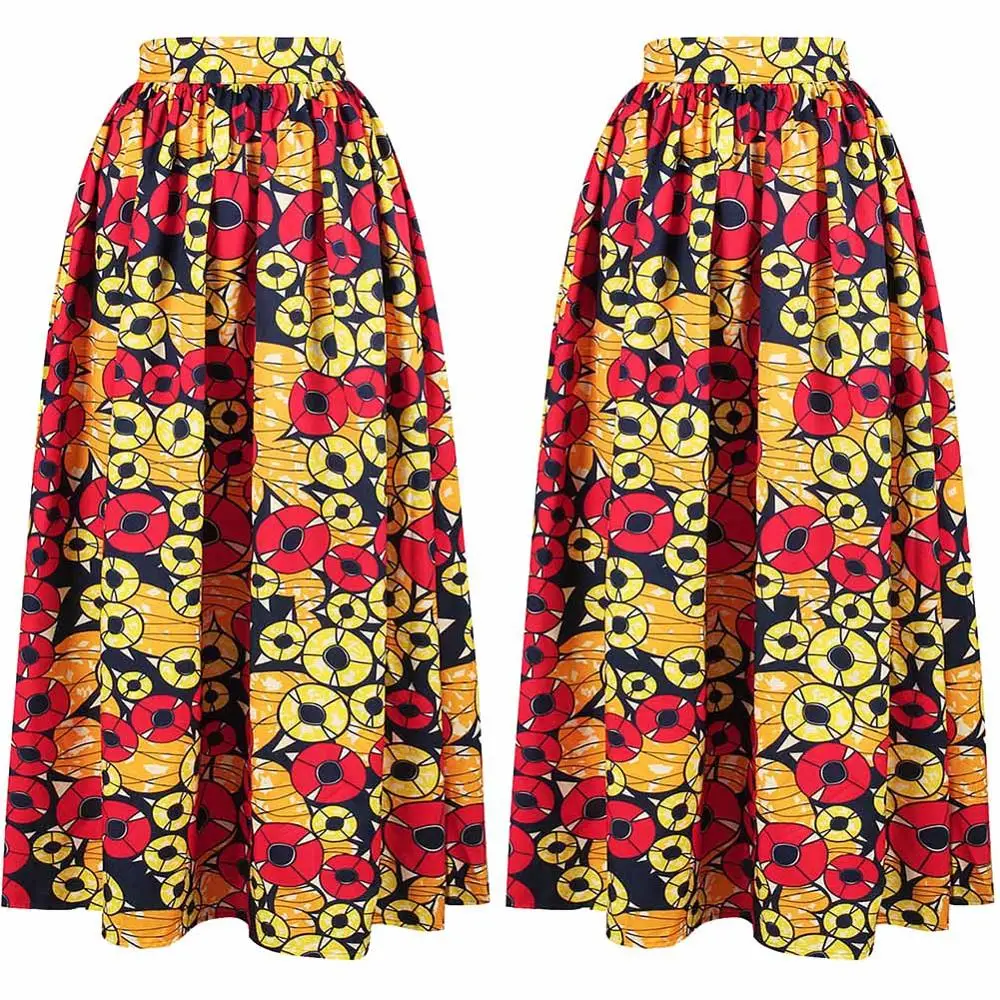 Dress-Red BOHISEN Дашики Африканский принт платья для женщин Базен Riche платье юбка "Анкара" Африканский принт Женская одежда - Цвет: Dress-Red