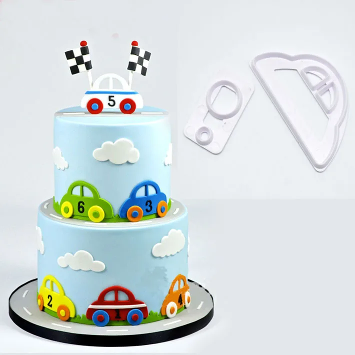 2Pcs Cars Cut Mold Fondant Cake Decoration Plastic Mold party decorations,birthday party supplies,cake decorations,cake baking tools