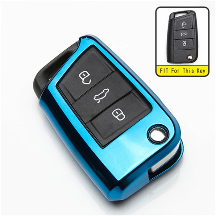 Чехол для ключей из ТПУ для сиденья Arona Leon 2 Mk2 MK3 st Toledo Alhambra Cordoba Exeo Altea Ateca брелок для ключей - Название цвета: Blue