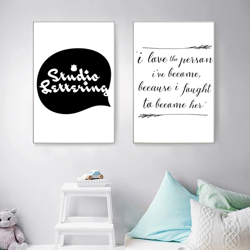 Posters and Prints Nordic Arts Decor Letters Black White Abstract Wall Painting Pictures Home On The | Дом и сад