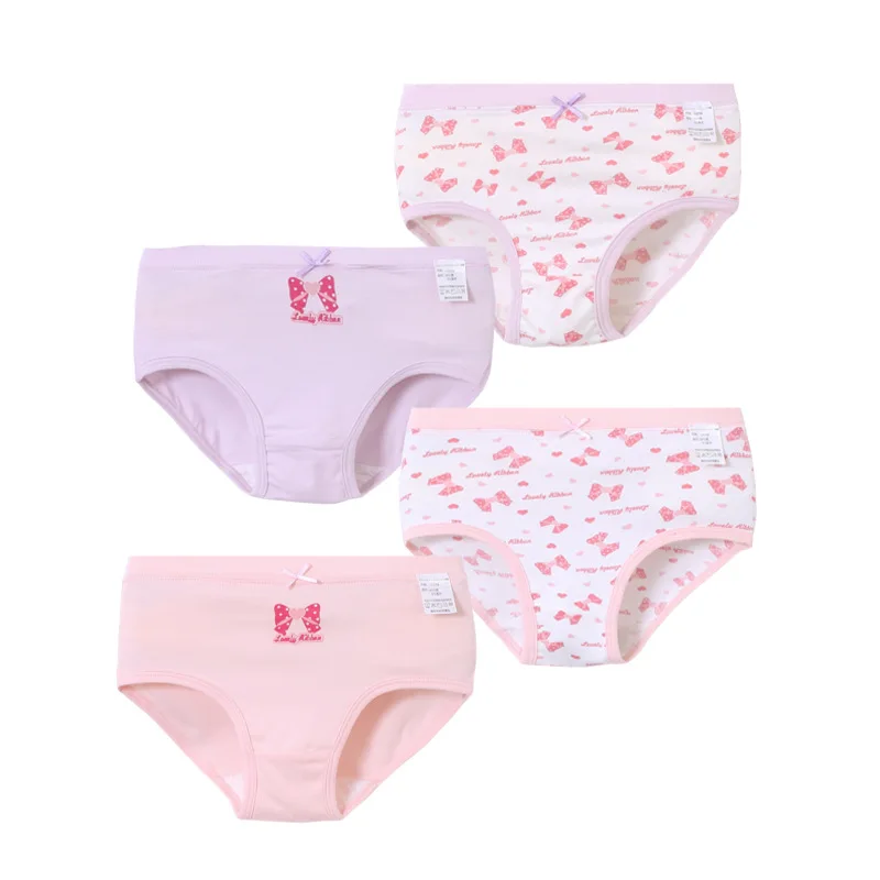 Big bow Briefs Хлопковое платье для девочек набор трусов полосатые трусики для маленьких девочек, мягкие и удобные детские трусы комплект для девочек возрастом от 4 шт./упак.,#8275 - Цвет: Big bow Briefs