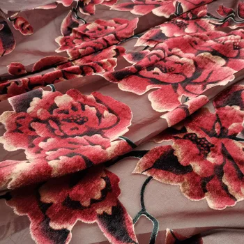 

Dress Poney Fabric Flocked DIY Nylon Viscose Fabric Burn Out Qualified Shirt Wedding Dress Decoration Material 1 Yard