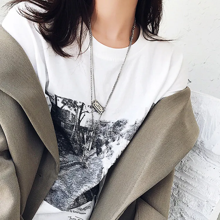 

Dropship New Personality Simple Metal Tag Key Fashion Sweater Chain Accessories Long Retro Neck Chain Necklace Women