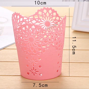 

5pc Desk Assistant Lace Hollow Makeup Brush Pen Storage Rack Desk Storage Box Vase Pot White Household Goods Household