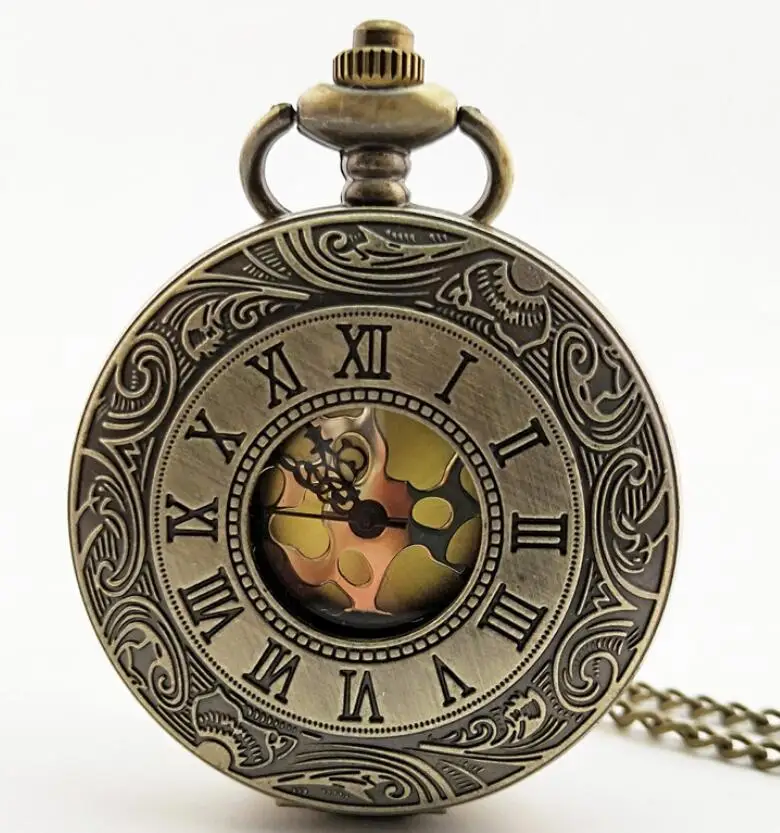 100pcs/lot Wholesale Bronze Carved Flip Pocket Watch Big Size Pocket