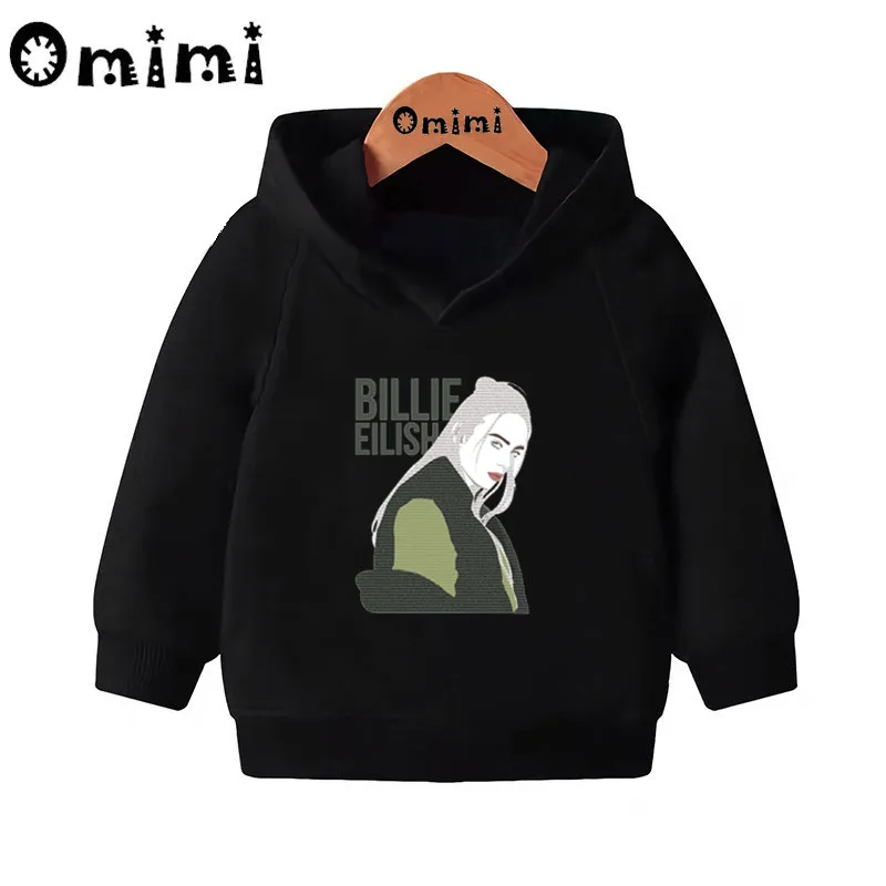 Детские толстовки Billie Eilish в стиле хип-хоп детские толстовки с капюшоном пуловер для малышей Топы для маленьких девочек и мальчиков, осенняя одежда KMT5265
