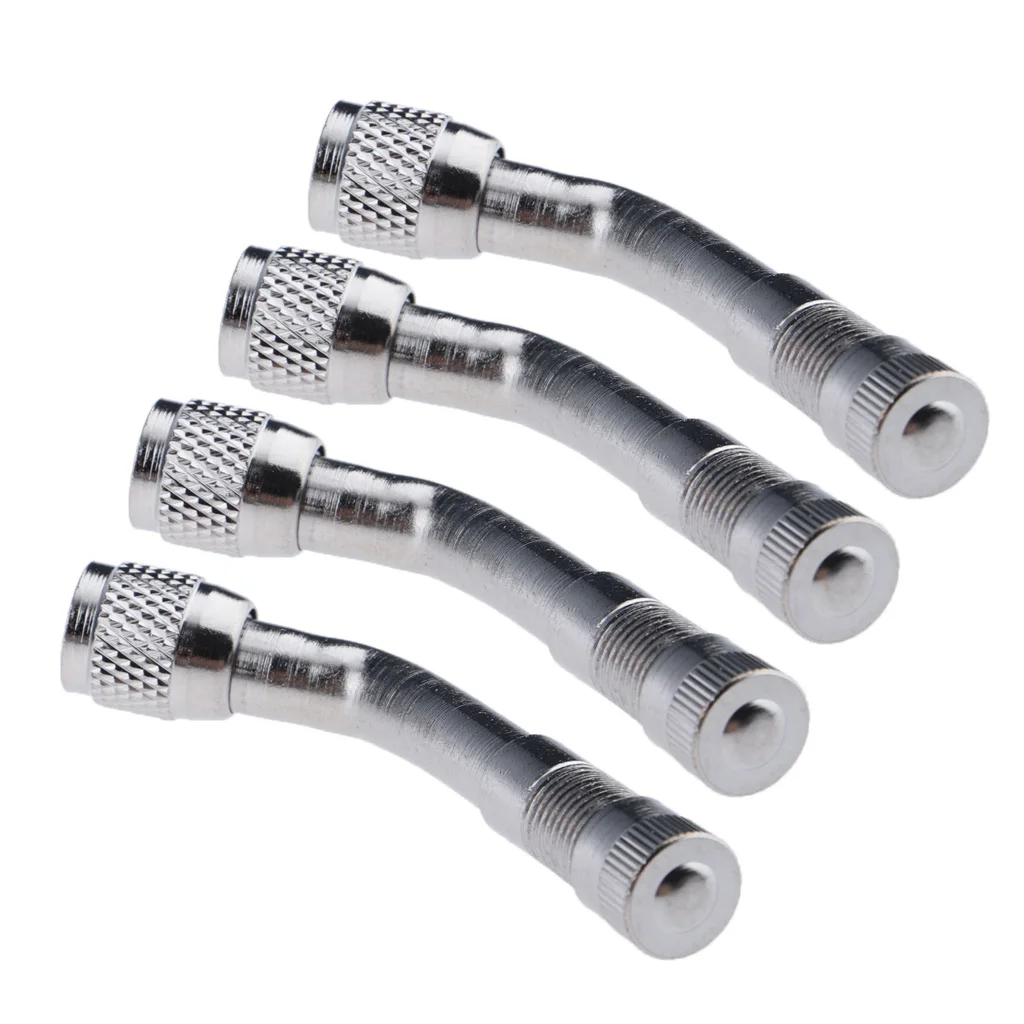 4piece Wheel Tyre Valve Stem Extension Adapter Universal Silver 135°For Car Bike