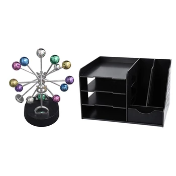 

1 Pcs Physics Mechanics Science Toys & 1 Pcs Black Multi-Functional PVC Desk Organizer DIY Pen Holder Box Rack
