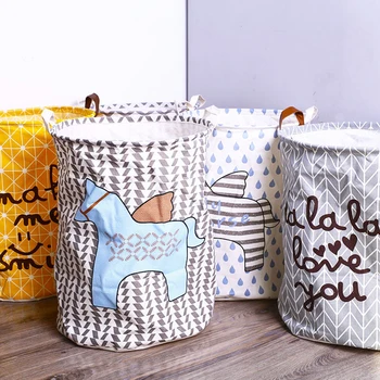 

New Large Cartoon Folding Laundry Basket Dirty Clothes Storage Basket For Kids Toys Organiser Basket Sundries Storage Barrel 5