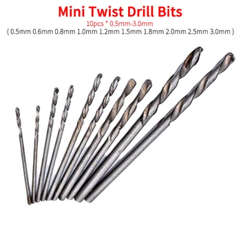 

White Steel Twist HSS Drill Bit Set 10pcs Mini High Speed For Dremel Rotary Tool for Wenwan/Amber/Bodhi/Walnut 0.5mm-3.0mm Drill