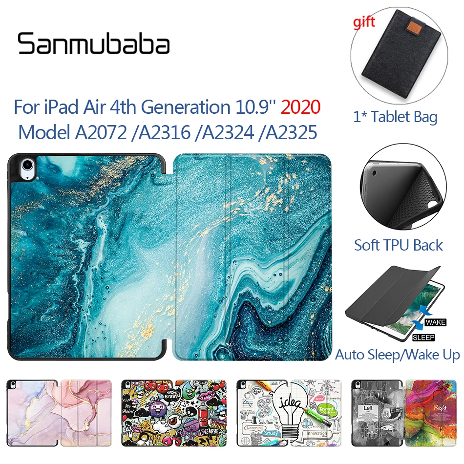 

Sanmubaba Tablet Case For iPad Pro Air 4th Gen 10.9 inch With Pencil Holder TPU Soft+PU Leather Flip Stand Cover Smart fundas